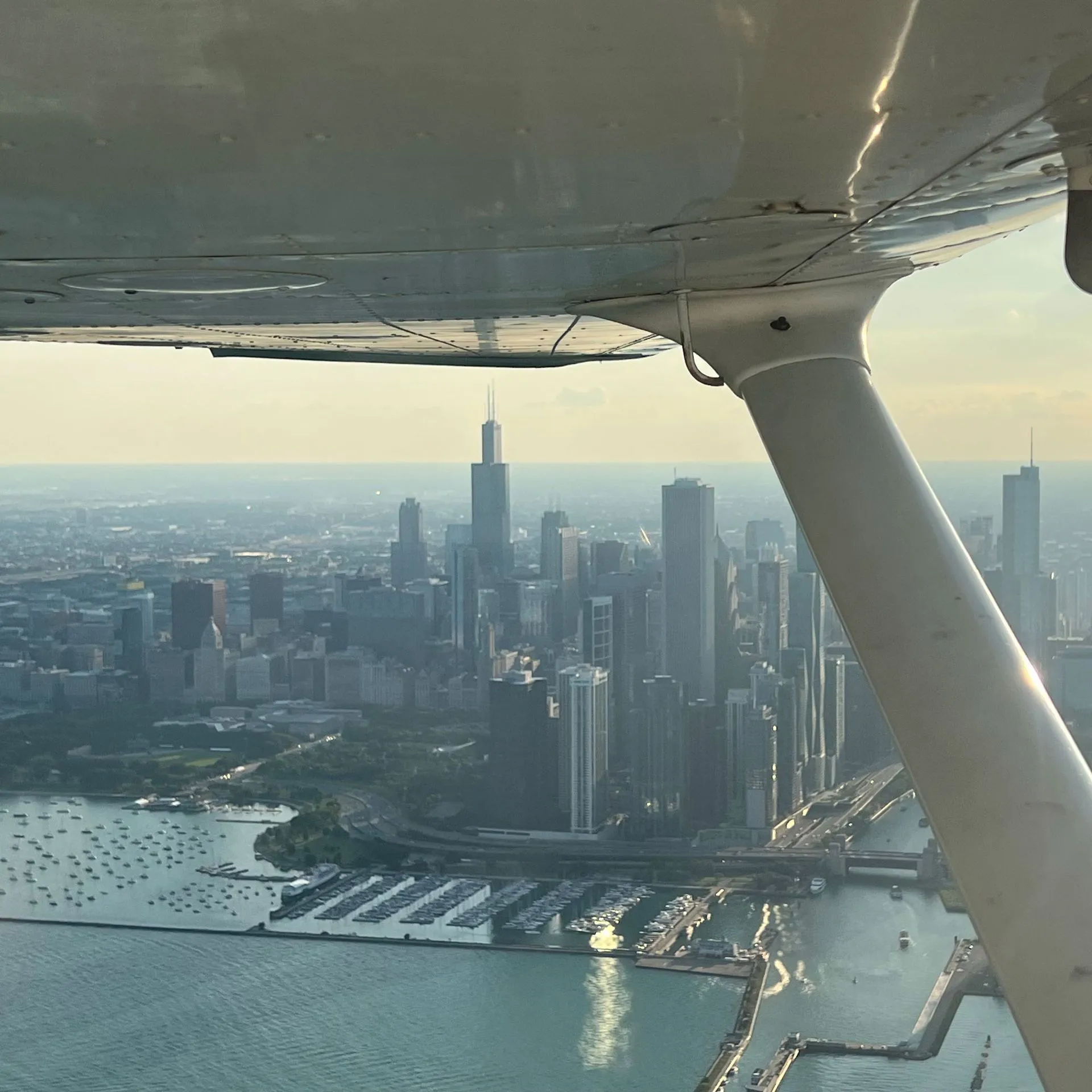 Chicago skyline from the cockpit
